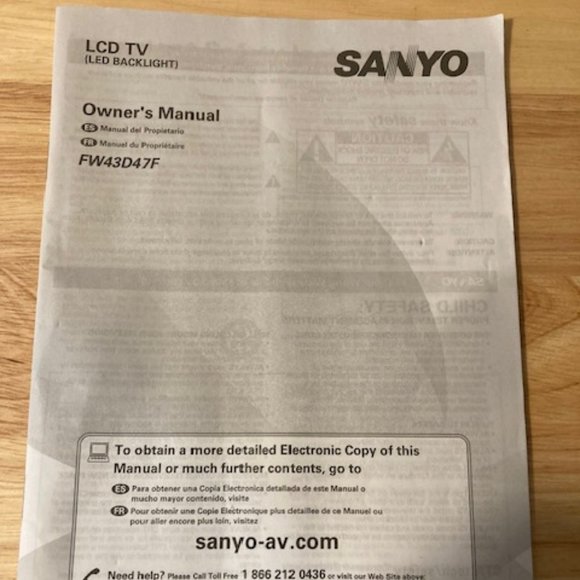 TV Remote Control Sanyo LCD TV FW43D47F and Manual - Picture 5 of 6